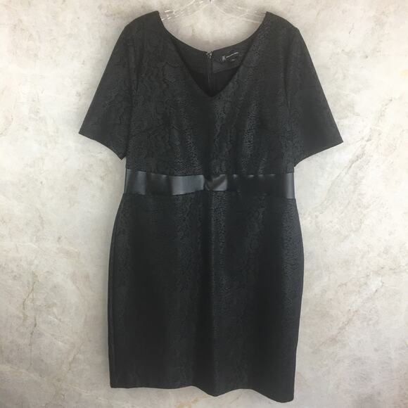 INC International Concepts Black Tone-on-Tone Leather Waist Zip-Up Dress Size XL - Picture 2 of 16